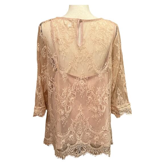 Ultra Pink Lace 3/4 Sleeve Blouse Size 1X - Picture 5 of 9